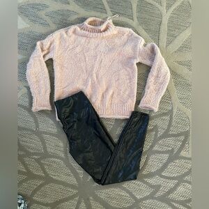 Selling together, pink soft sweater with patent leather tights